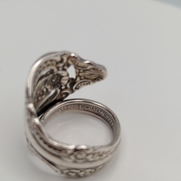 Vintage Spoon Ring Rosebud pattern sz 4.5 adjustable. - Picture 9 of 11